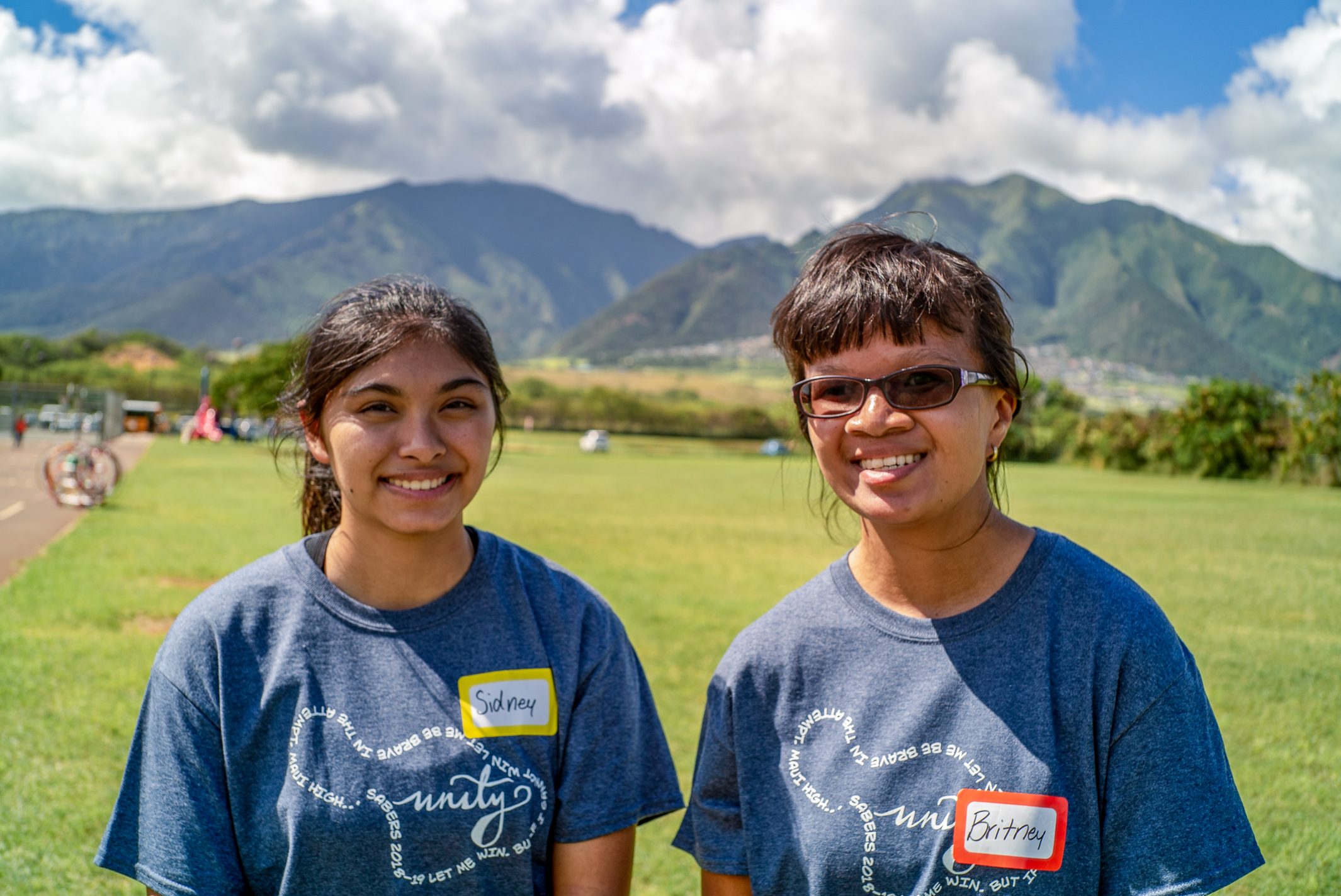 Sidney and Britney a Unified pair from Hawaii smile for the camera.