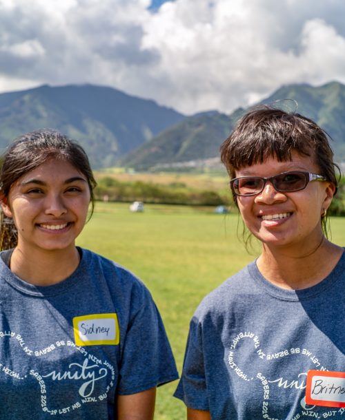 Sidney and Britney a Unified pair from Hawaii smile for the camera.