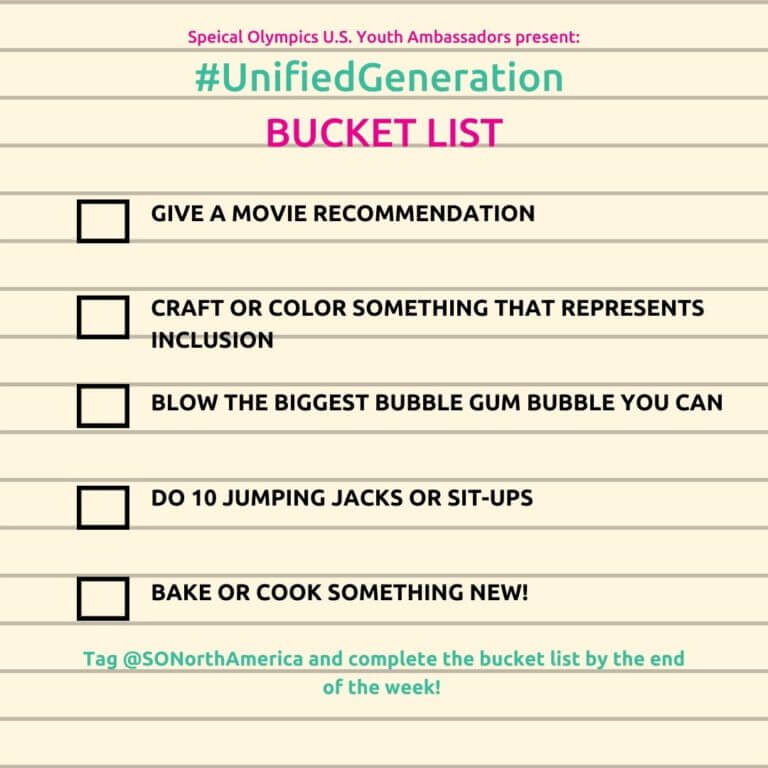 Image of the Unified Generation Bucket List Challenge from the week of March 31st.
