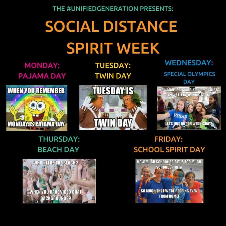 Image describing the different days of Social Media Spirit Week