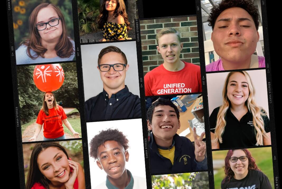 A collage image featuring several of the Special Olympics U.S. Youth Ambassadors