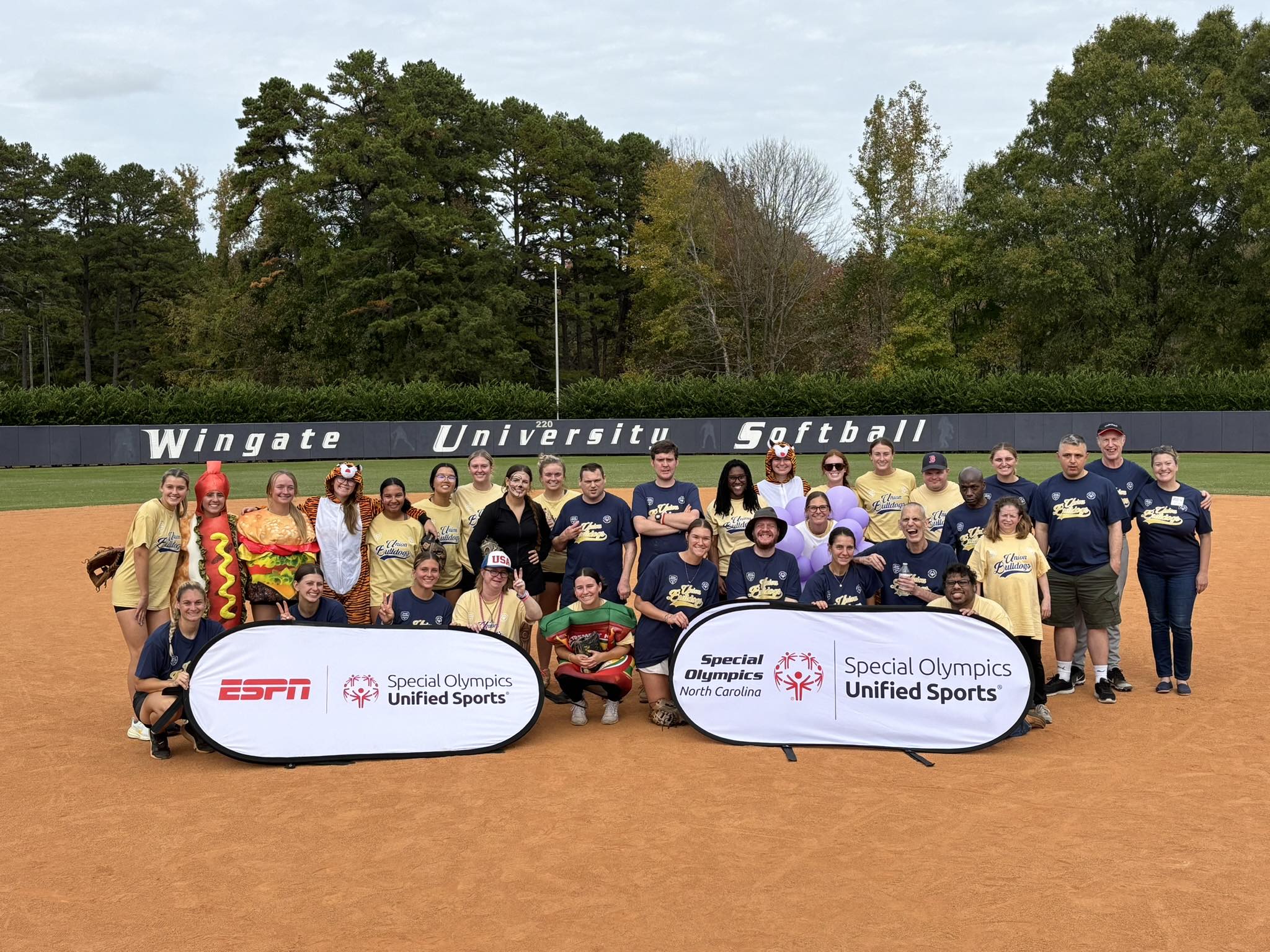 Students from Wingate University posing for a team picture for Unified College Championship Week.